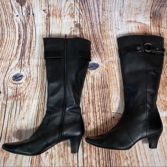 Anne Klein kitten heel black knee high boots - Picture 3 of 9